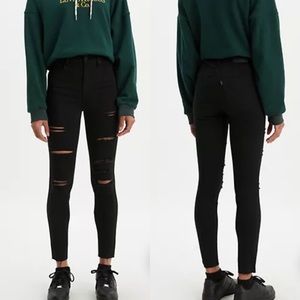 Levi’s Mile High Super Skinny Destroyed Jean Black